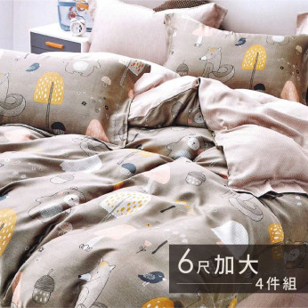 40S天絲兩用被床包組 4件組-加大(6尺)-狐狸的夏天 64P40S0720-6