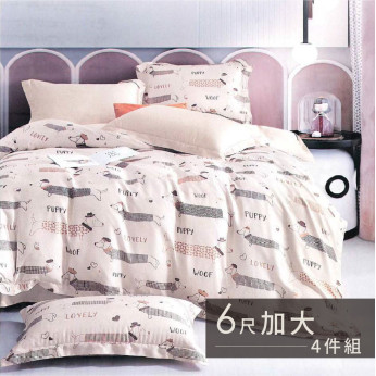 40S天絲兩用被床包組 4件組-加大(6尺)-汪汪的愛 64P40S0720-7