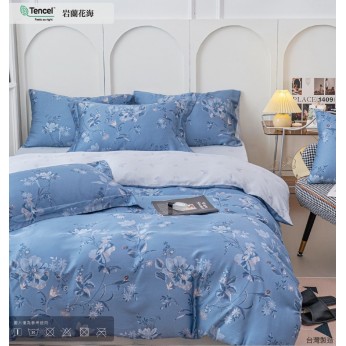 40S天絲兩用被床包組 4件組-加大(6尺)-岩蘭花海(特)  64P40S0820-G