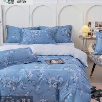 40S天絲兩用被床包組 4件組-加大(6尺)-岩蘭花海(特)  64P40S0820-G