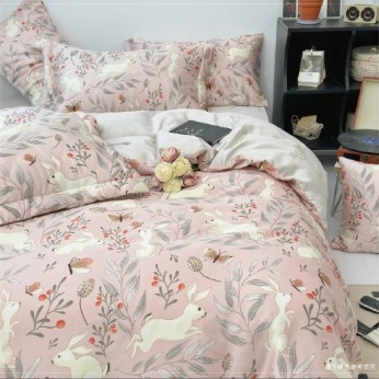 40S天絲兩用被床包組 4件組-加大(6尺)-可比兔(特)  64P40S0820-K