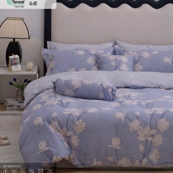 40S天絲兩用被床包組 4件組-加大(6尺)-沁藍(特)  64P40S0820-N