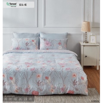 40S天絲兩用被床包組 4件組-加大(6尺)-夏沁-藍(特)  64P40S0820-O