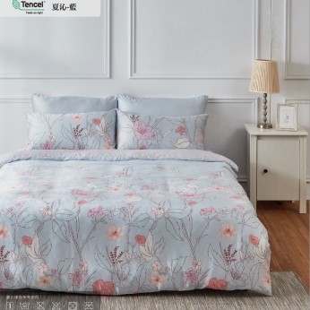 40S天絲兩用被床包組 4件組-加大(6尺)-夏沁-藍(特)  64P40S0820-O