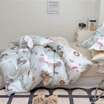 40S天絲兩用被床包組 4件組-加大(6尺)-動物派對(特)  64P40S0820-S