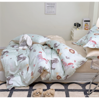 40S天絲兩用被床包組 4件組-加大(6尺)-動物派對(特)  64P40S0820-S