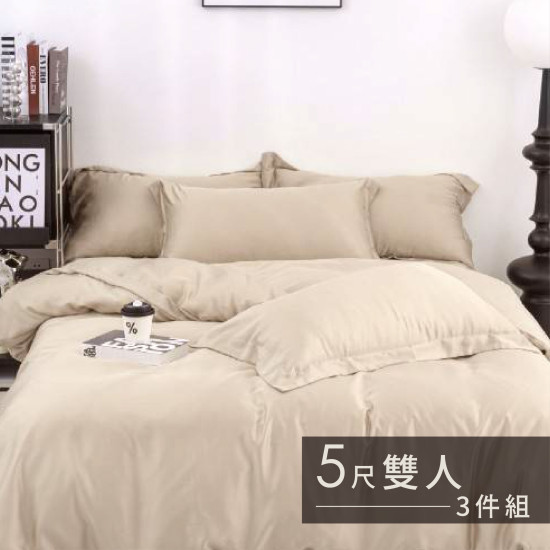 60S天絲日系素色床包 3件組-雙人(5尺)-麥稈灰 S53P60S0905-1
