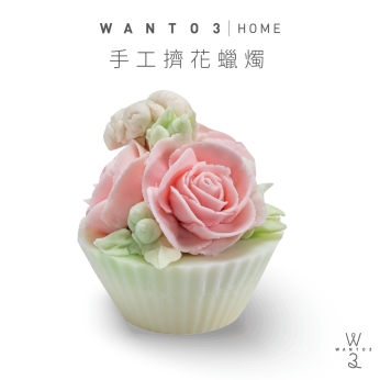 手工擠花蠟燭(粉)