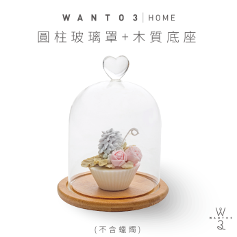 圓柱玻璃罩+木質底座